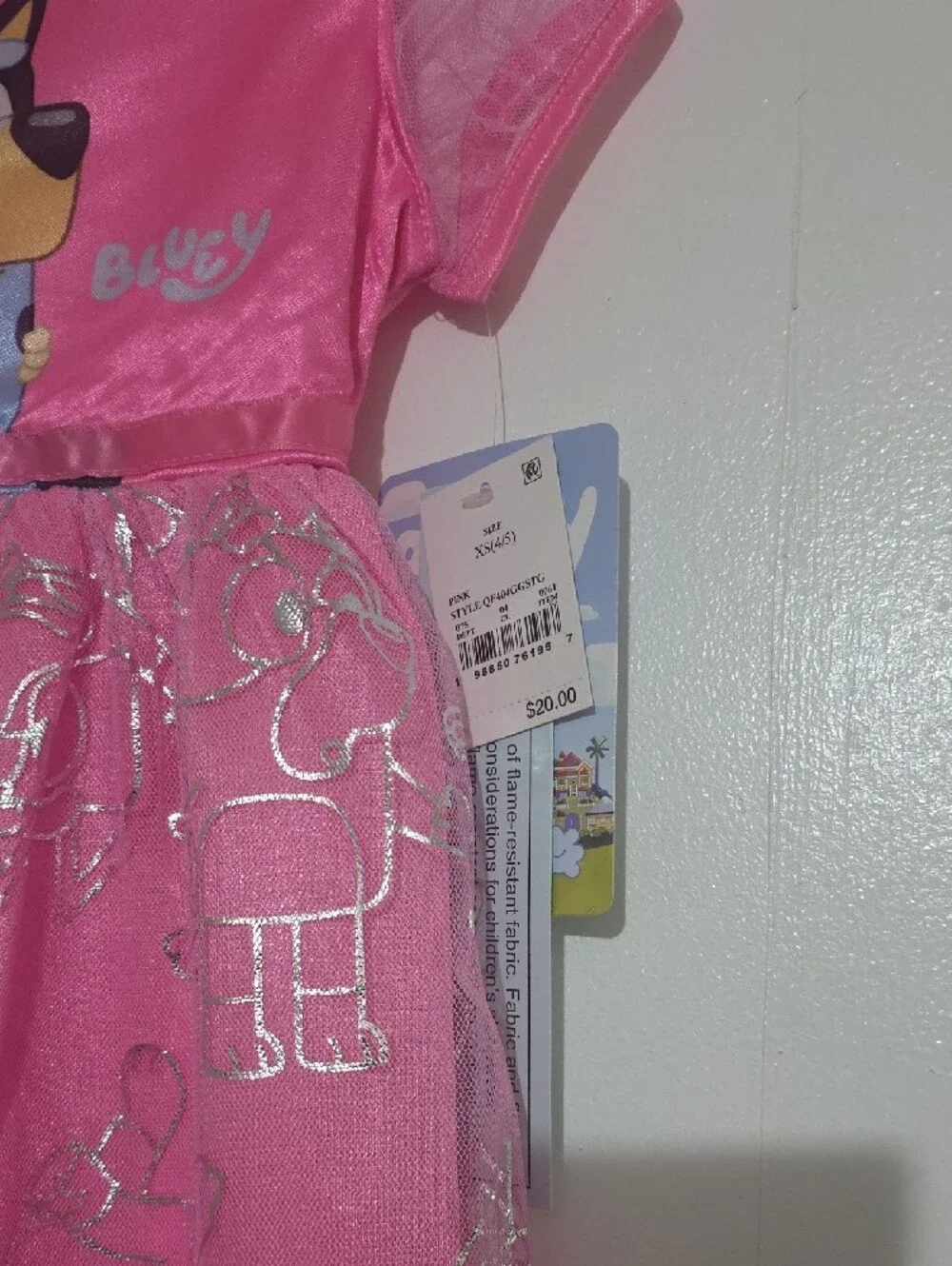 Disney Pink Bluey Girls' Nightgown with Sheer Sleeves